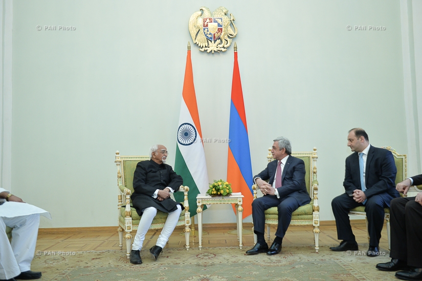 Armenian President Serzh Sargsyan receives Vice-President of India Mohammad Hamid Ansari 