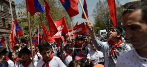 Կոմունիստական կուսակցության քայլերթը Երևանում՝ նվիրված Մայիսի 1-ին՝ Աշխատավորների օրվան
