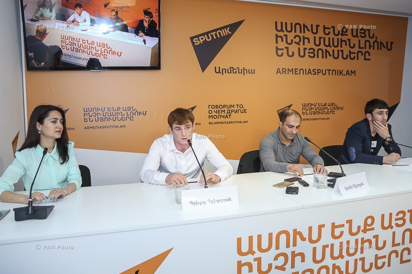 Press conference of members of Armenian national freestyle wrestling team 