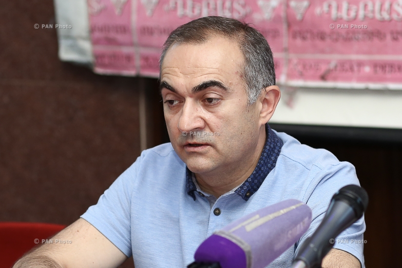 Press conference of former Deputy of National Assembly of Armenia Tevan Poghosyan and political scientist Ruben Mehrabyan