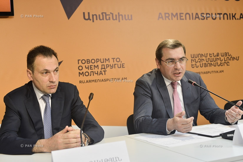 Press conference by Director of Financial Policy Department of Eurasian Economic Commission (EEC) Tigran Davtyan and Deputy Finance minister of Armenia David Ananyan