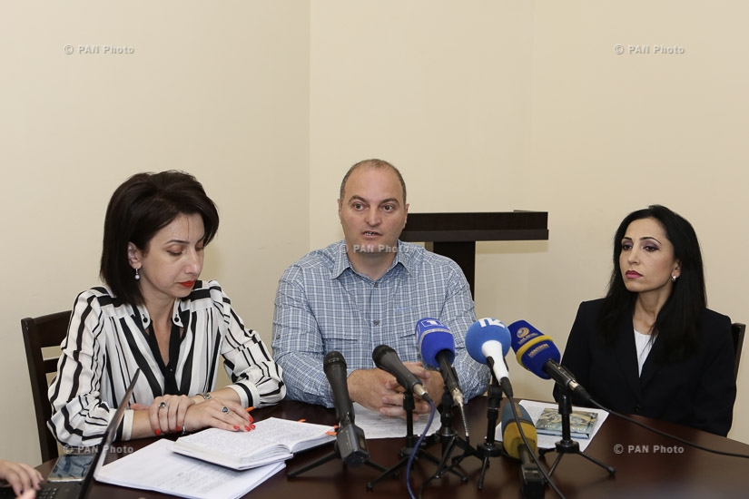 Press conference of members of Yerevan's municipal counci from opposition party 'Yerkir Tsirani' Sona Aghekyan, Karapen Aghajanyan and Marina Khachatryan