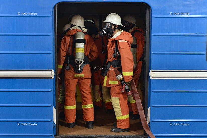 Учения на тему «Организация и осуществление противопожарных и спасательных работ в Ереванском метрополитене»