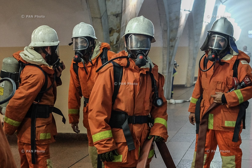 Учения на тему «Организация и осуществление противопожарных и спасательных работ в Ереванском метрополитене»