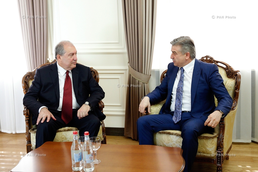 Armenian President Armen Sarkissian meets Prime minister Karen Karapetyan 