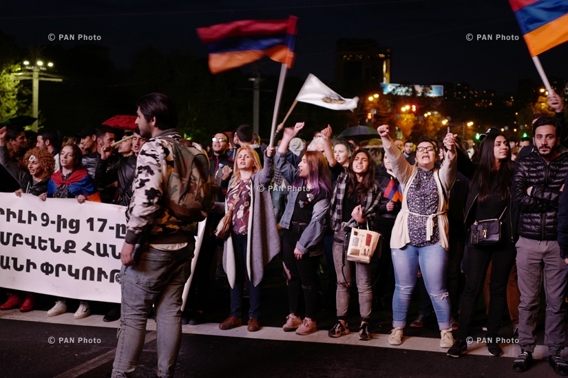 Protest against Armenia's ex-president Serzh Sargsyan's appointment as prime minister in Yerevan: Day 1
