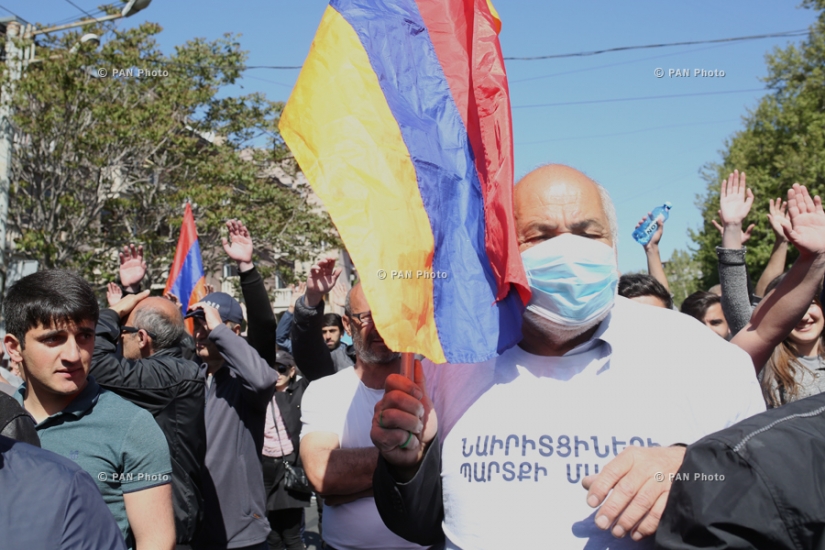 Activists protest against Armenia's ex-president Serzh Sargsyan's appointment as prime minister in Yerevan: Day 4 