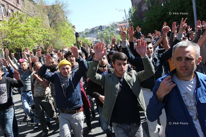 Activists protest against Armenia's ex-president Serzh Sargsyan's appointment as prime minister in Yerevan: Day 4 