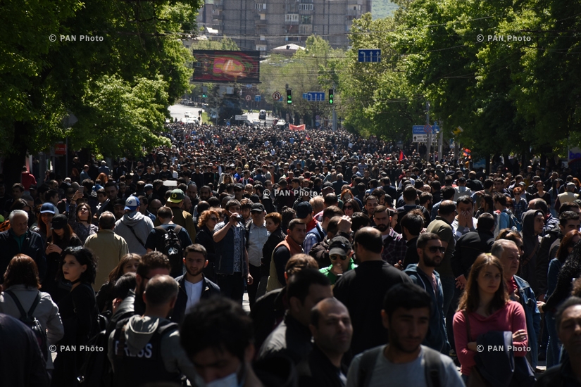 Protest against Armenia's ex-president Serzh Sargsyan's appointment as prime minister in Yerevan: Day 5