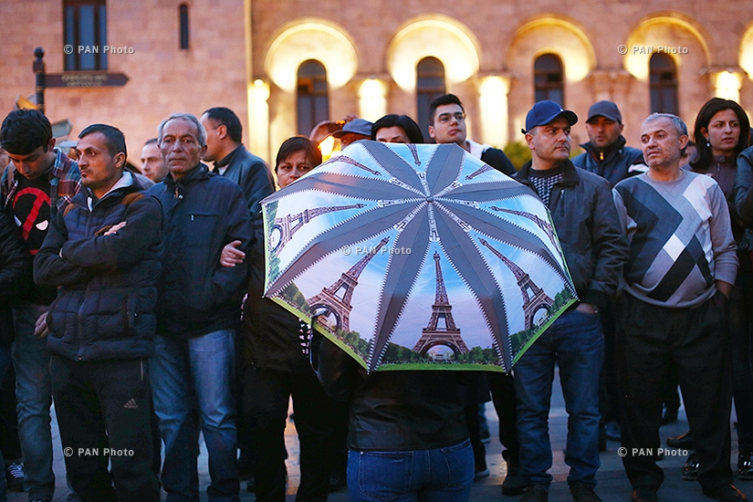 Rally against Armenia's ex-president Serzh Sargsyan's appointment as prime minister in Yerevan's Republic square. Day 8