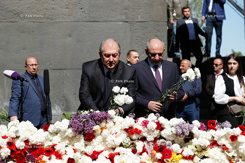 103rd anniversary of Armenian Genocide: Top Armenian officials visit Tsitsernakaberd Memorial in Yerevan
