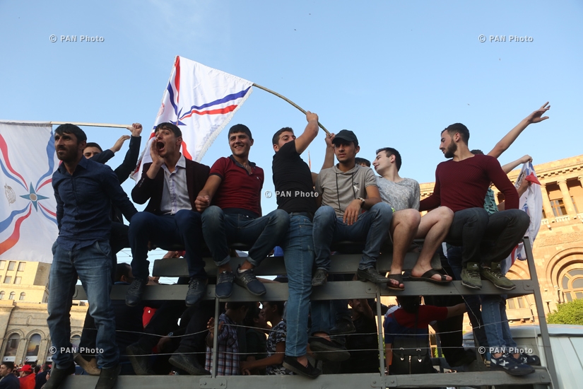 The rally spearheaded by opposition leader Nikol Pashinyan demanding the resignation of ruling Republicans