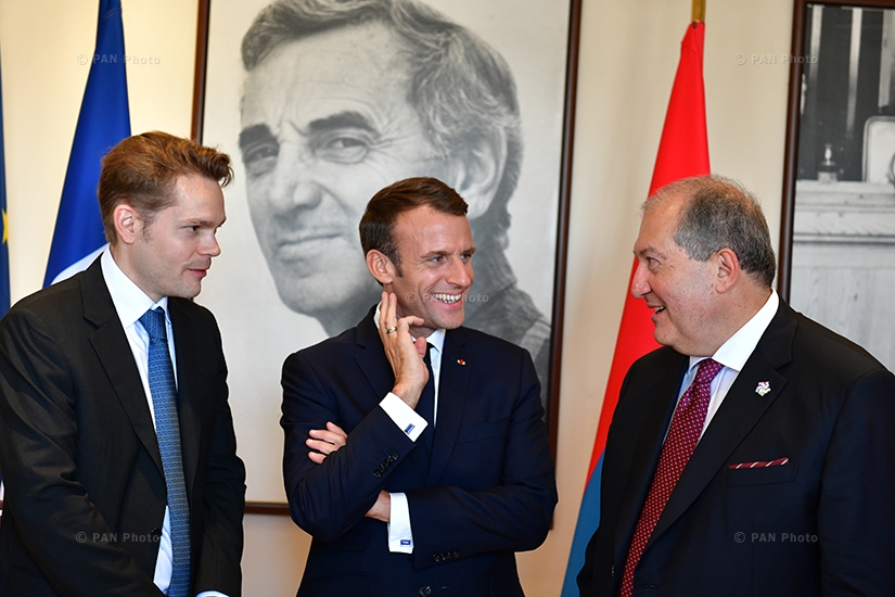 Nicolas Aznavour, Emmanuel Macron, Armen Sargsyan