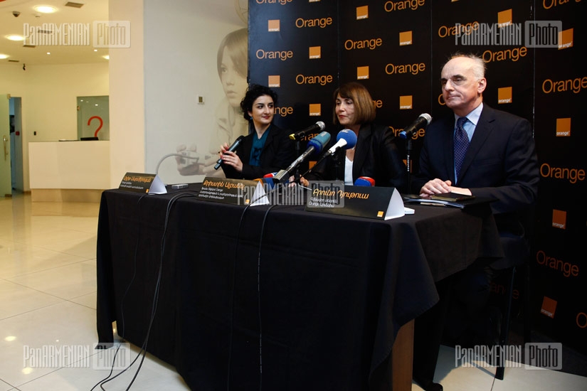 Press conference of France Telecom/Orange deputy head of communications and charitable projects Christine Albanel