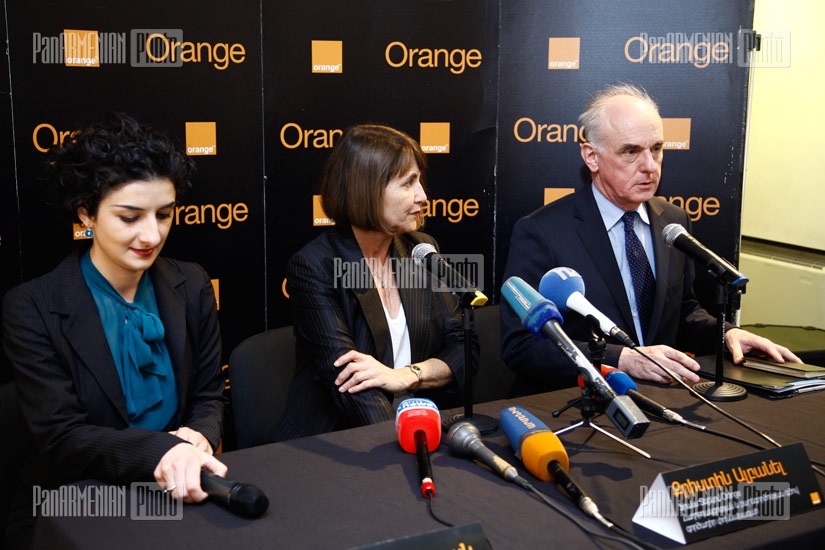Press conference of France Telecom/Orange deputy head of communications and charitable projects Christine Albanel