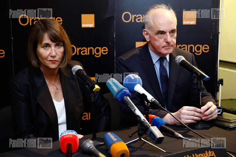 Press conference of France Telecom/Orange deputy head of communications and charitable projects Christine Albanel