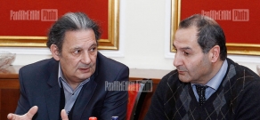 Press conference of sociologist Aharon Adibekyan and MP candidate Alexan Minasyan