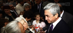 Republican party leader Serzh Sargsyan meets with residents of Shirak region