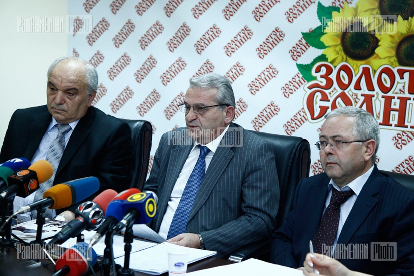 Press conference of YSU admission committee president Vachik Galstyan, head of ASUE Economic Theory Department Mikayel Qavadyan and rector of M.Khorenatsi university Artur Aghababyan