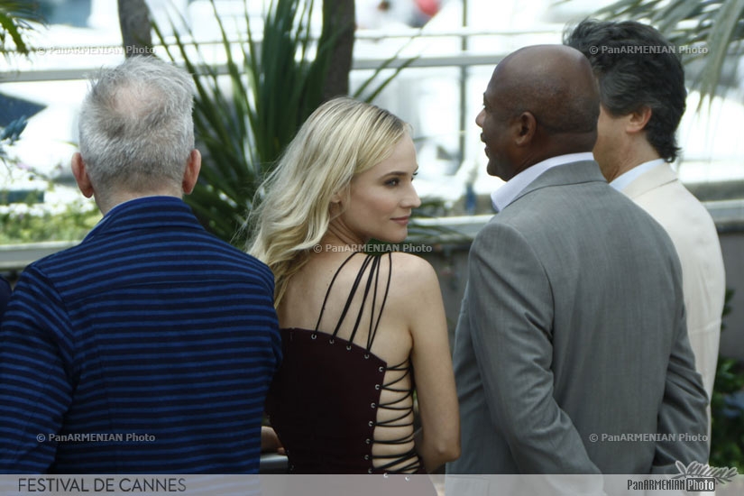 (FromL) French designer Jean-Paul Gaultier, German actress Diane Kruger, Haitian director and producer Raoul Peck and US director and producer Alexander Payne 