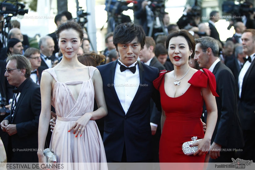 (L-R) Chinese actors Hao Lei, Qin Hao and Kwai Lun Mei