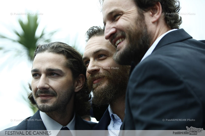 (from left) US actor Shia Labeouf, US actor Tom Hardy and actor Jason Clarke