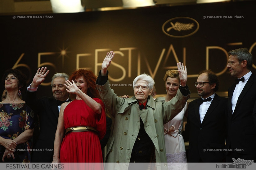 French actor Pierre Arditi, French actress Sabine Azema, French director Alain Resnais, French actress Anne Consigny and French actor Denis Podalydes 