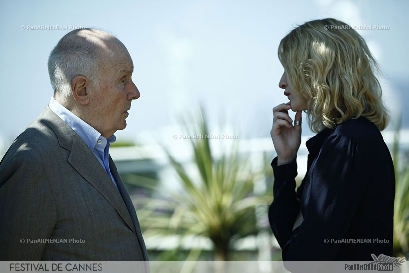 French actors Michel Bouquet (L) and Christa Theret