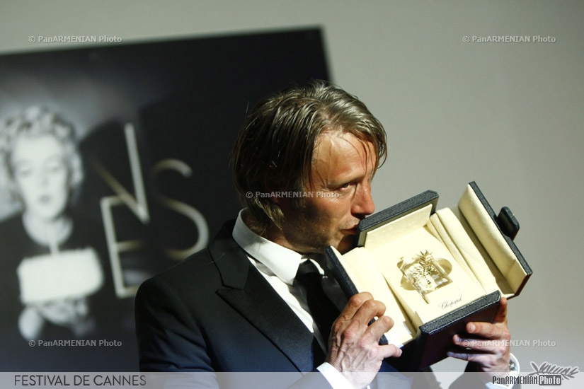 Danish actor Mads Mikkelsen after being awarded with the Prix d'Interpretation Masculine (Best Actor)