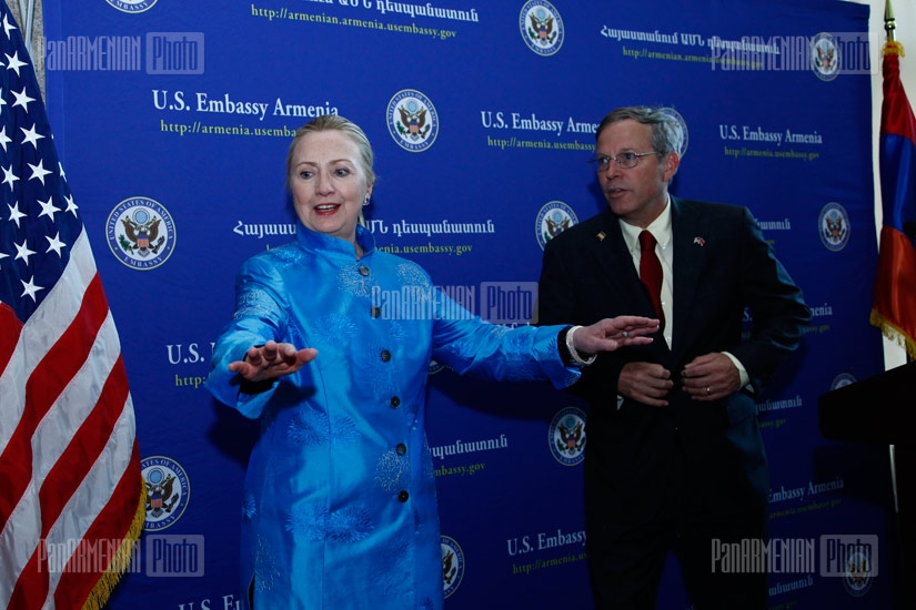 US Secretary of State Hillary Clinton participates in Universal Rights Awards ceremony at the US Embassy in Yerevan