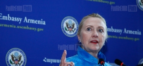 US Secretary of State Hillary Clinton participates in Universal Rights Awards ceremony at the US Embassy in Yerevan