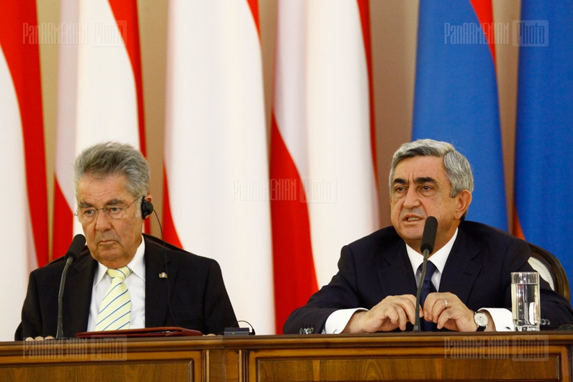 Совместная пресс-конференция президентов Армении и Австрии Сержа Саркисяна и Гайнца Фишера