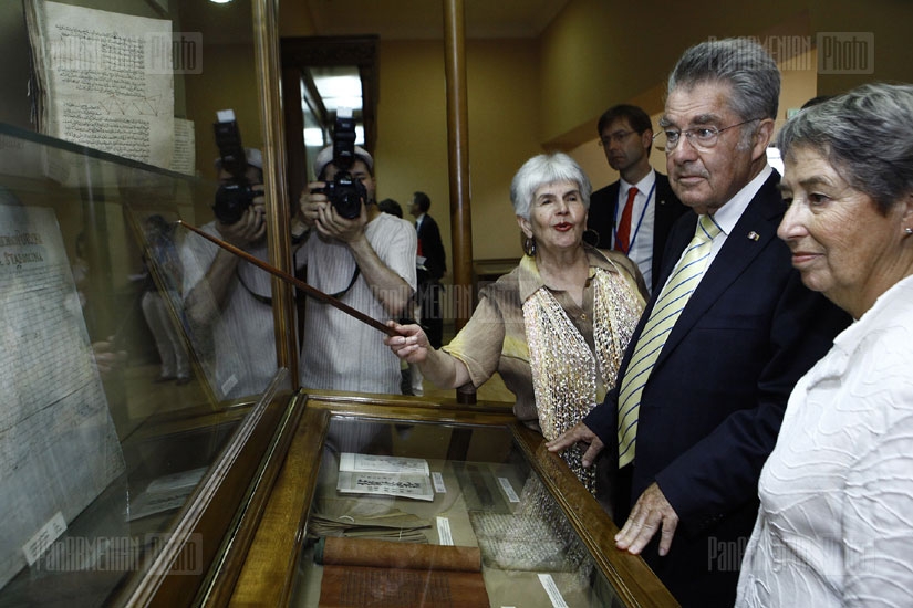 President of Austria Heinz Fischer visits Museum of Ancient Manuscripts Matenadaran