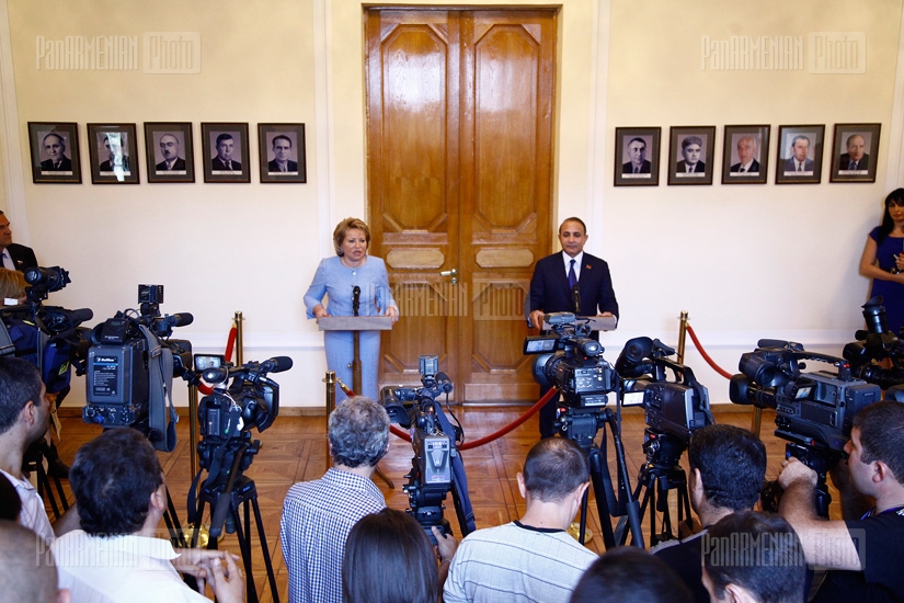 Press conference of Valentina Matvienko, chairperson of Russia's Federation Council