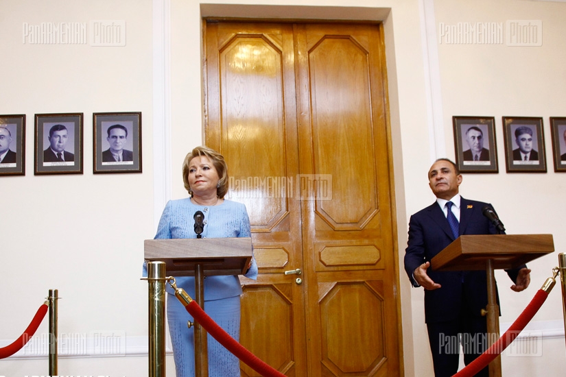 Press conference of Valentina Matvienko, chairperson of Russia's Federation Council
