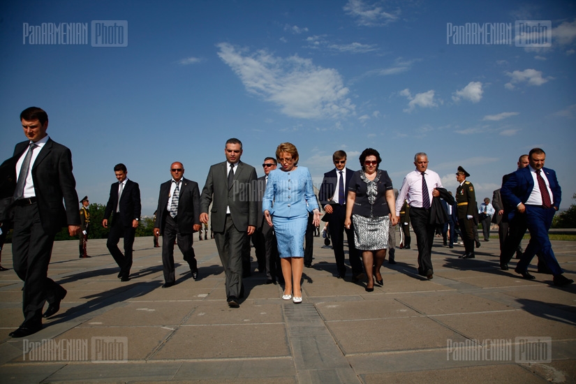 Valentina Matvienko, chairperson of Russia's Federation Council, visits Tsitsernakaberd	