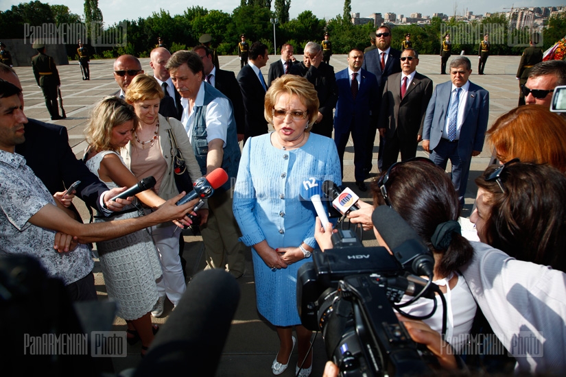 Valentina Matvienko, chairperson of Russia's Federation Council, visits Tsitsernakaberd	