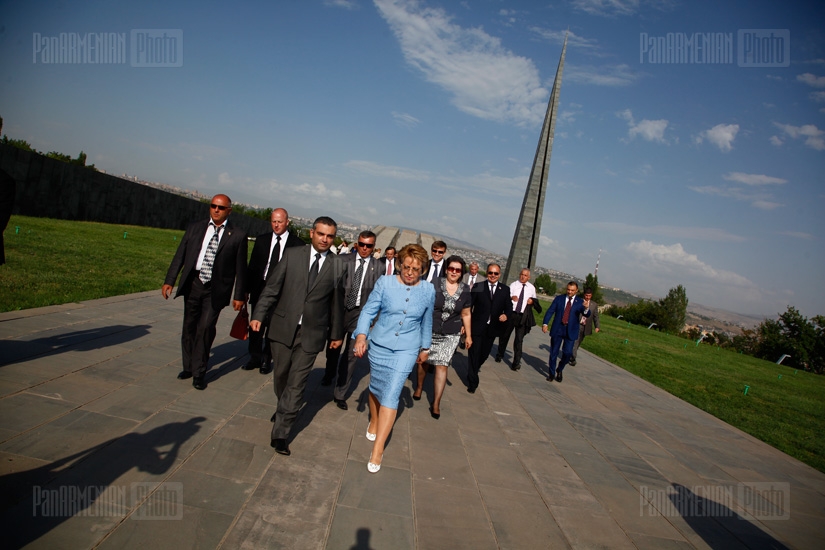 Valentina Matvienko, chairperson of Russia's Federation Council, visits Tsitsernakaberd	