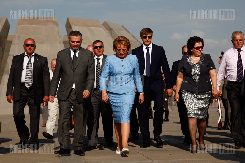 Valentina Matvienko, chairperson of Russia's Federation Council, visits Tsitsernakaberd	