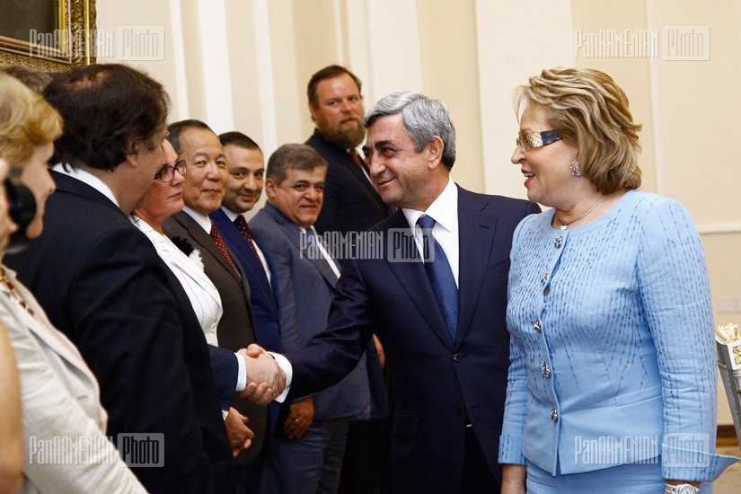 Armenian President Serzh Sargsyan meets Russia’s Federation Council chairperson Valentina Matvienko
