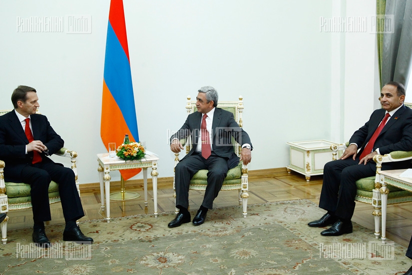 ՀՀ նախագահ Սերժ Սարգսյանն ընդունեց Ռուսաստանի Դաշնության Դաշնային ժողովի Պետական դումայի նախագահ Սերգեյ Նարիշկինին