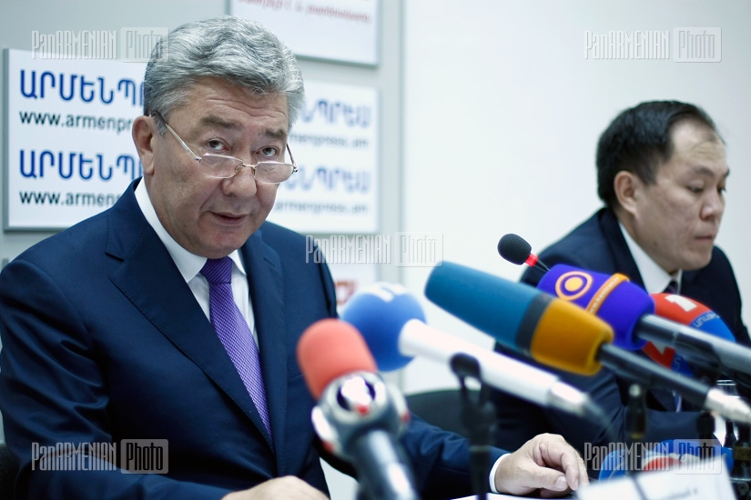 Press conference of Kazakh ambassador Ayymdos Bozzhigitov