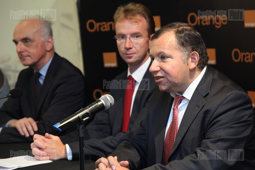 Executive Vice President of Europe for France Telecom-Orange Benoit Scheen introduces new CEO of Orange Armenia