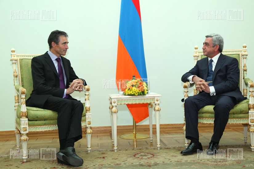 Armenian President Serzh Sargsyan meets with NATO Secretary General Anders Fogh Rasmussen