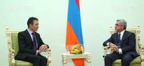 Armenian President Serzh Sargsyan meets with NATO Secretary General Anders Fogh Rasmussen