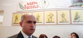 Armenian Education Minister Armen Ashotyan attends the exams for school management contenders