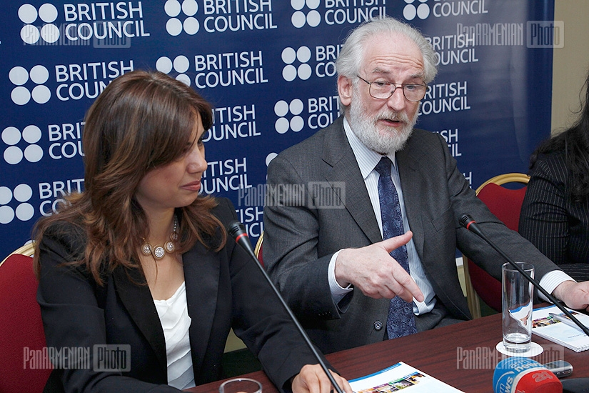 Press conference of linguist David Crystal and Director of British Council Armenia Arevik Saribekyan
