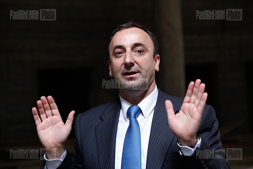 Armenian Justice Minister Hrayr Tovmasyan attends Armavir jail construction site