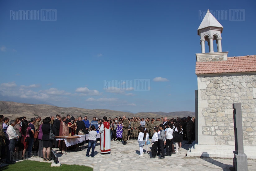 Blessing of bells and the cross of St. Gevorg church in Horatagh village of Martakert region, Artsakh