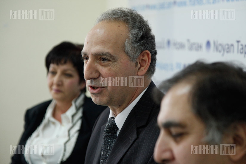 Press conference of the representative of Armenian Evangelical union in Eurasia and the former president of the church Rene Levonyan and writer Larisa Gevorgyan